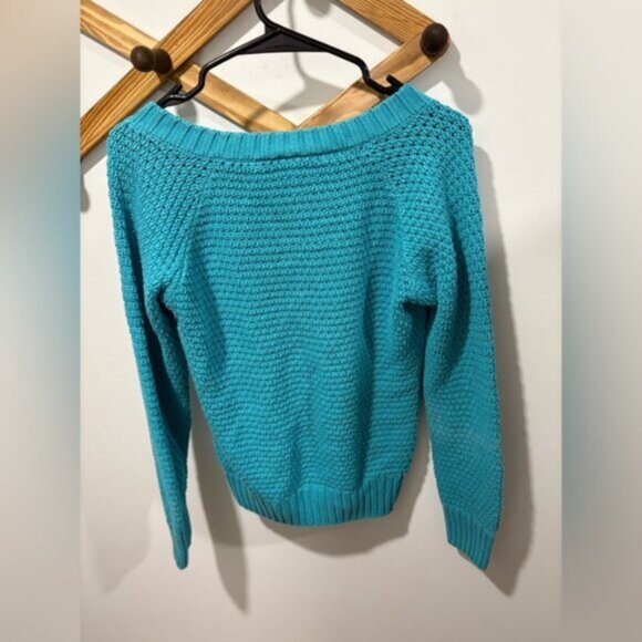 Lacoste VINTAGE Women's Aqua Blue Knit Sweater - Picture 5 of 6